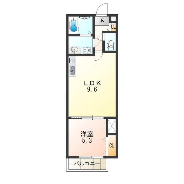 ラモーナ照ヶ丘II(1LDK/1階)の間取り写真