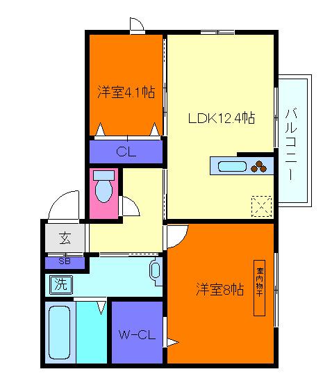 EUPHORIA籠池通(2LDK/3階)の間取り写真