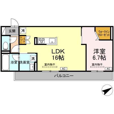 TORISIA大慈寺町 A(1LDK/2階)の間取り写真