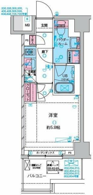 GENOVIA 川口元郷(1K/2階)の間取り写真