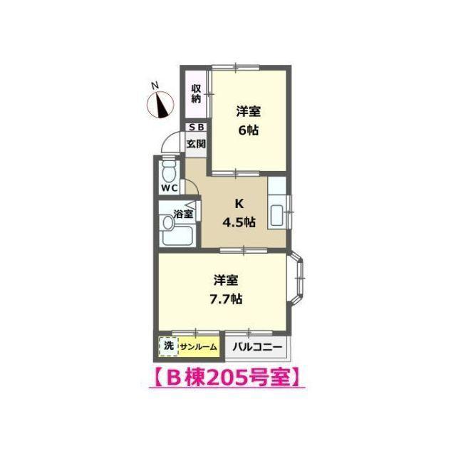 タカノパレス(2K/2階)の間取り写真
