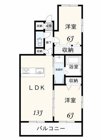 プレリュードA棟(2LDK/1階)の間取り写真