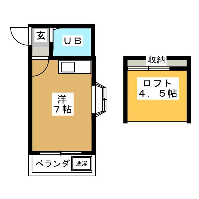 クレイドルⅢ(ワンルーム/2階)の間取り写真