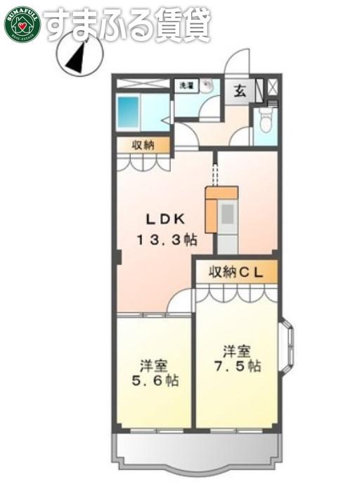 グランドパレス(2LDK/1階)の間取り写真