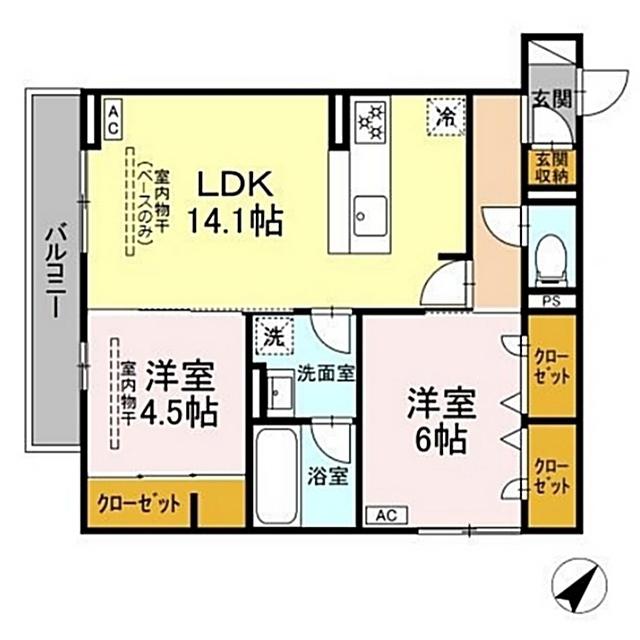 SHINE FORT(2LDK/2階)の間取り写真