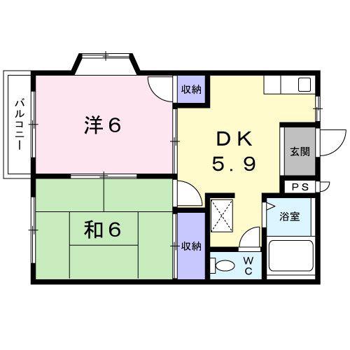 るーむ高松(2DK/2階)の間取り写真