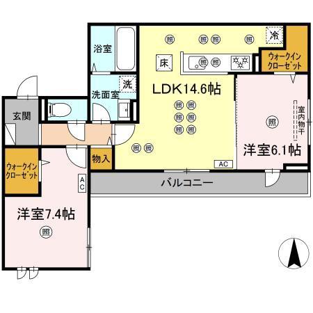 フェリックス(2LDK/1階)の間取り写真