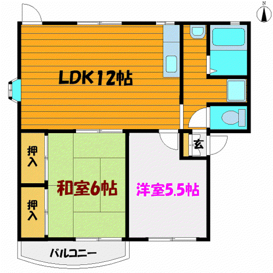 イーストロードワン(2LDK/1階)の間取り写真
