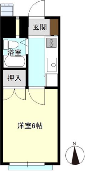 アップルコート(1K/2階)の間取り写真