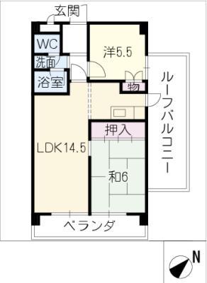 フェステ菊屋第6(2LDK/6階)の間取り写真