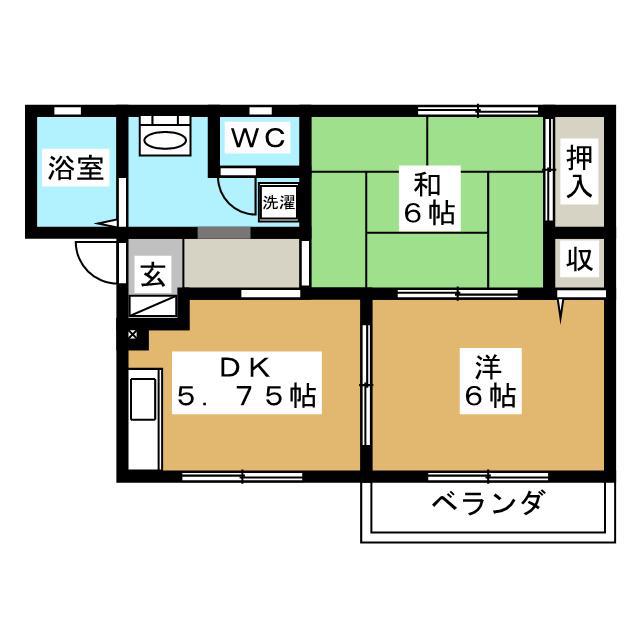 サニーハウスベルA(2DK/2階)の間取り写真