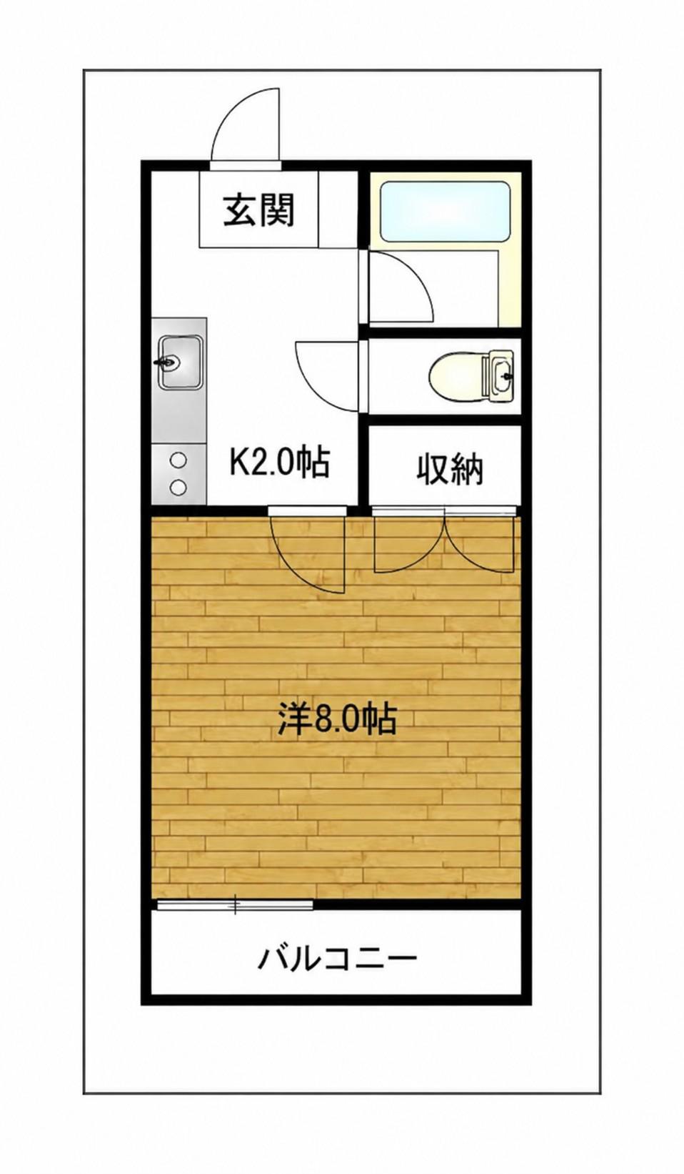 ボンジュール横浜C(1K/2階)の間取り写真