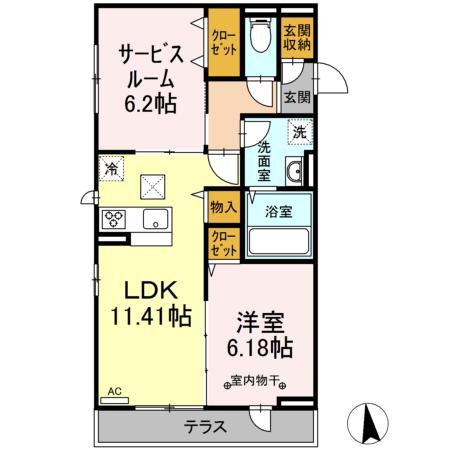 BAMBUS(1SLDK/1階)の間取り写真