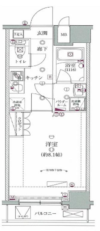 セジョリ墨田イースト(1K/4階)の間取り写真