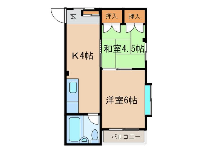 半沢マンション(2K/2階)の間取り写真