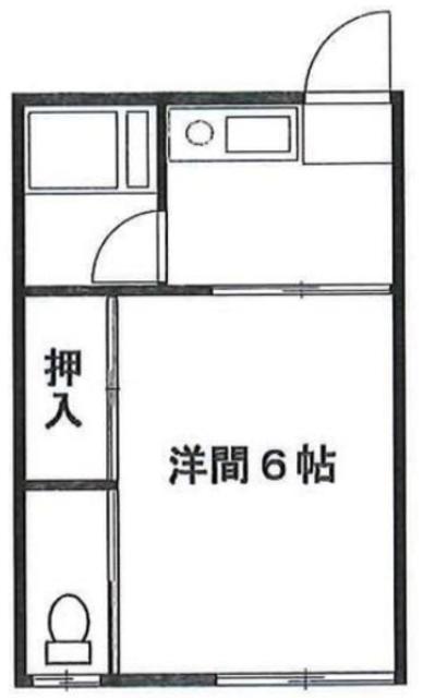 第6美多摩(1K/1階)の間取り写真