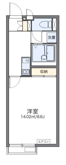 レオネクストセリバテール仁川II(1K/1階)の間取り写真