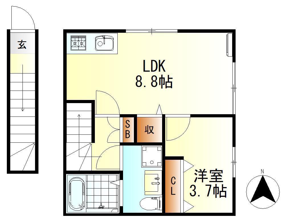 ソフィア(1LDK/2階)の間取り写真