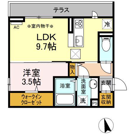 エスポワールD菜園(1LDK/1階)の間取り写真