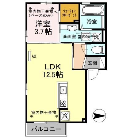 グレイスウエスト(1LDK/1階)の間取り写真