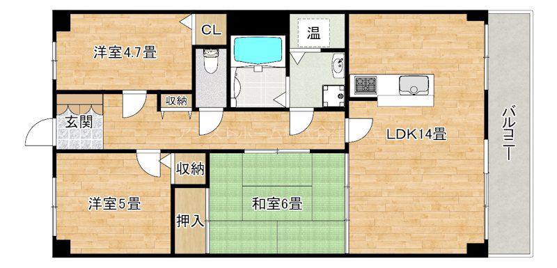 シャルム堺(3LDK/8階)の間取り写真