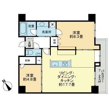オープンレジデンシア代々木公園(2LDK/3階)の間取り写真