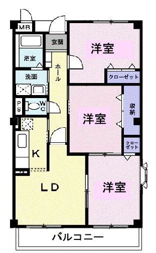 キャッスルタルイ弐番館(3LDK/3階)の間取り写真