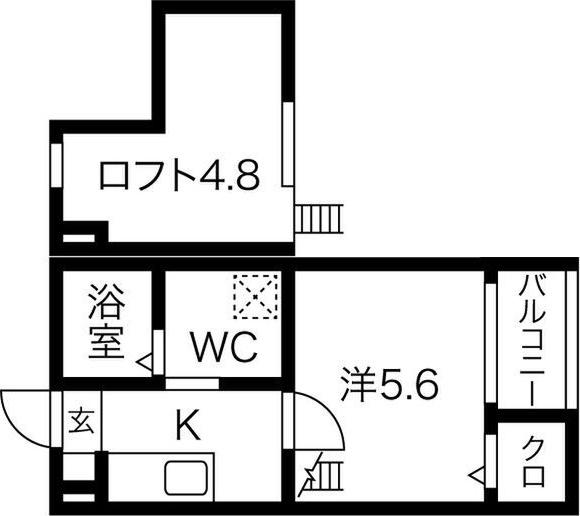 プレンフルII(1K/1階)の間取り写真