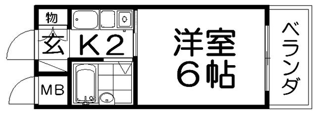 シャトーHAMADA(1K/2階)の間取り写真