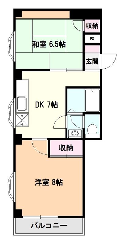 クレイルヴィラI(2DK/1階)の間取り写真