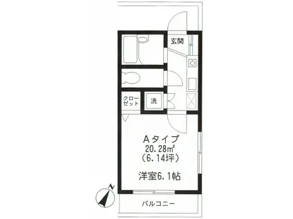 フォレストK(1K/2階)の間取り写真