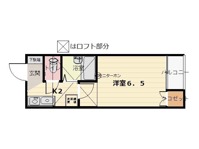 ラピュタ21オオノI(1K/2階)の間取り写真