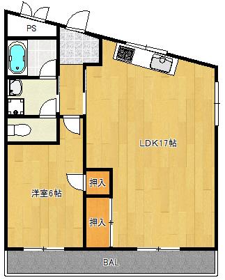 メルベーユ扇町(1LDK/4階)の間取り写真