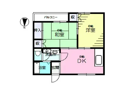 メゾン鶴川(2DK/1階)の間取り写真