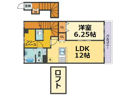 プレステージ甲子園(1LDK/2階)の間取り写真