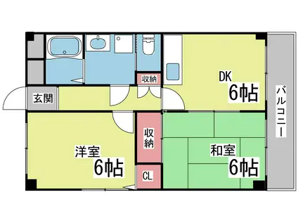 サンパレス六甲(2DK/1階)の間取り写真