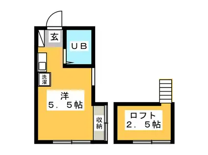 三友ハイツ第2(ワンルーム/2階)の間取り写真