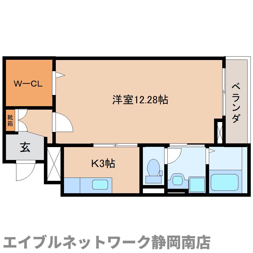 静岡鉄道静岡清水線 県総合運動場駅 徒歩34分 3階建 築16年(1K/1階)の間取り写真