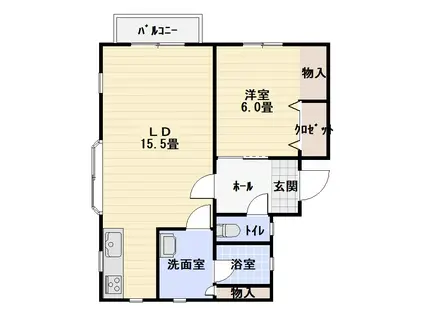 福田アパート(1LDK/2階)の間取り写真