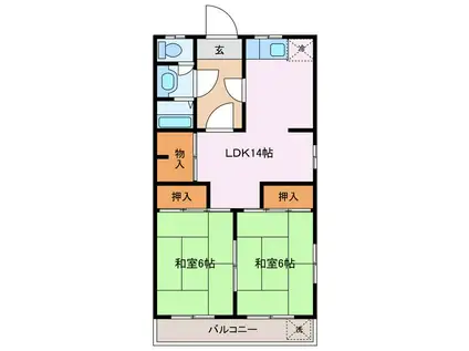 第一セダーマンション(2LDK/2階)の間取り写真