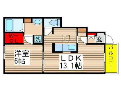 ラルーチェI(1LDK/1階)の間取り写真