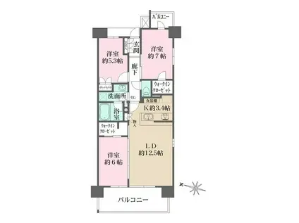 ザ・パークハウス所沢日吉町(3LDK/13階)の間取り写真