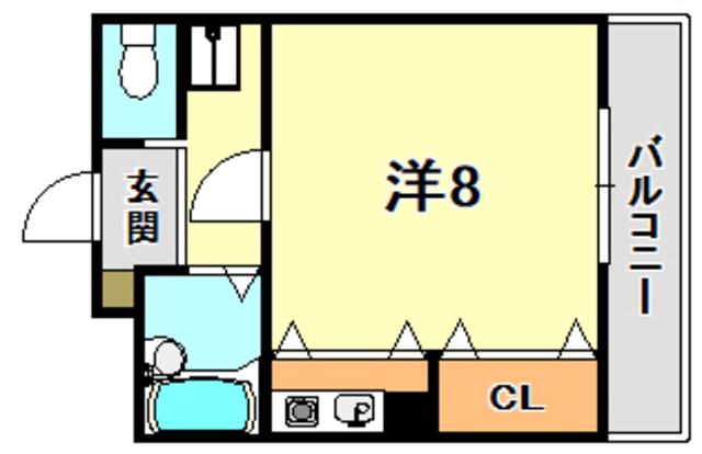 ゴールドハイツ祇園(1K/6階)の間取り写真