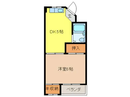 スペースタウン(1DK/4階)の間取り写真