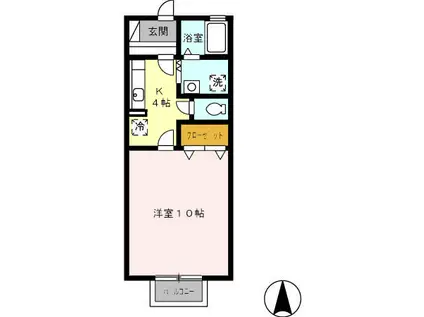 プレアンブルムコート(1K/1階)の間取り写真