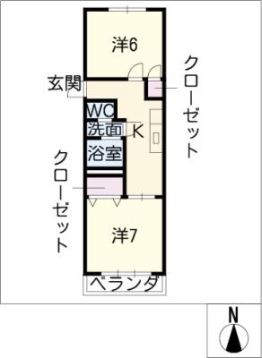 アグレアーブル(2K/2階)の間取り写真
