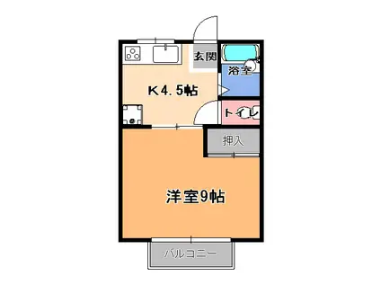 ミヤエールB(1K/1階)の間取り写真