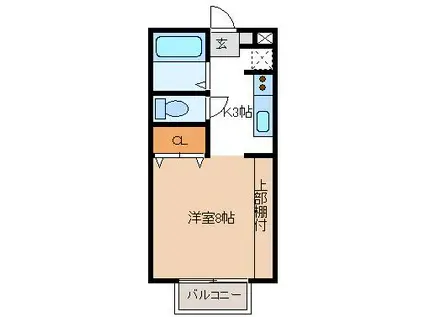 ボヌール・カーサ(1K/1階)の間取り写真