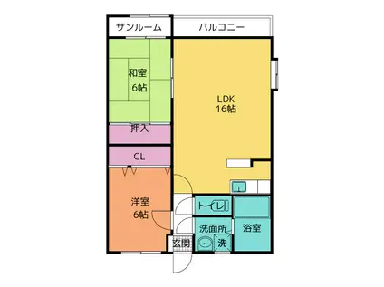 セレーヌ赤田(2LDK/4階)の間取り写真