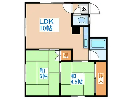 愛マンション(2LDK/2階)の間取り写真